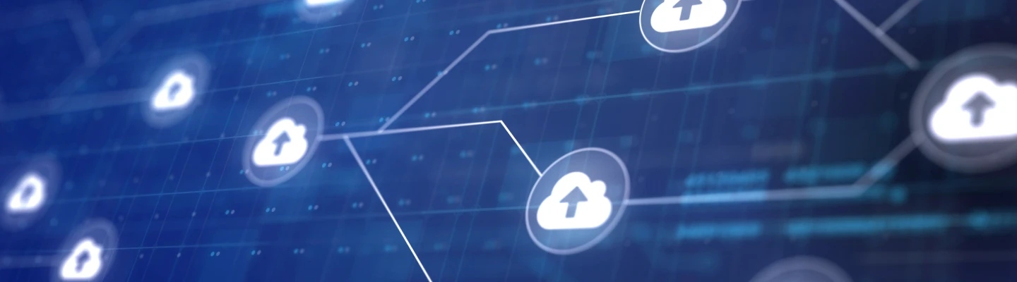 cloud upload icon line connection circuit board
