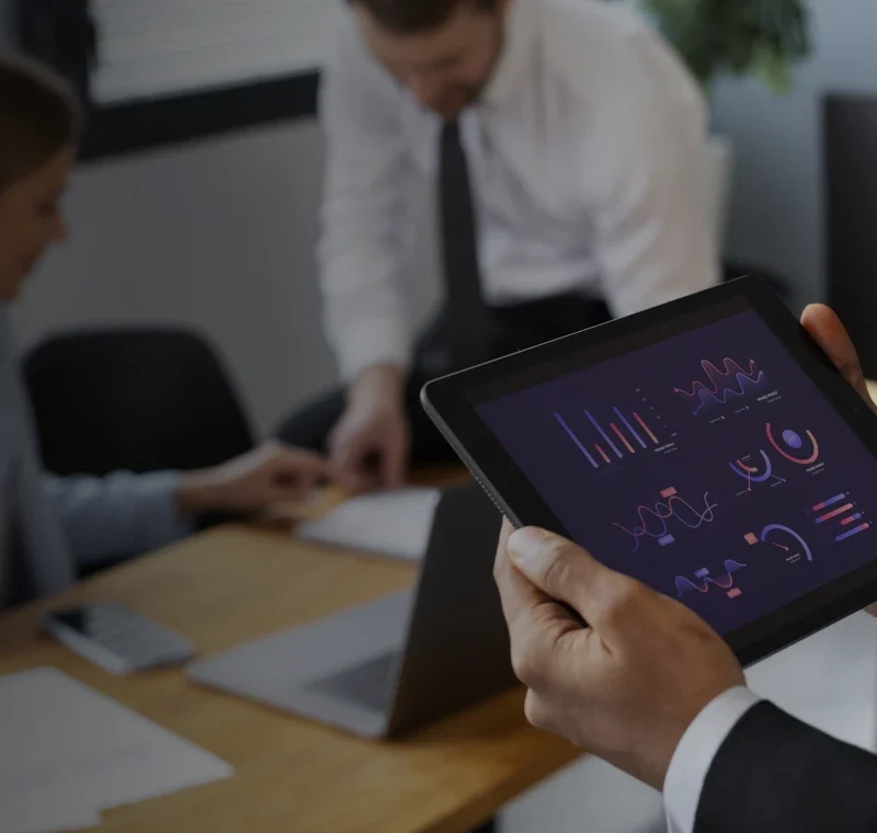 person looking finance graphs