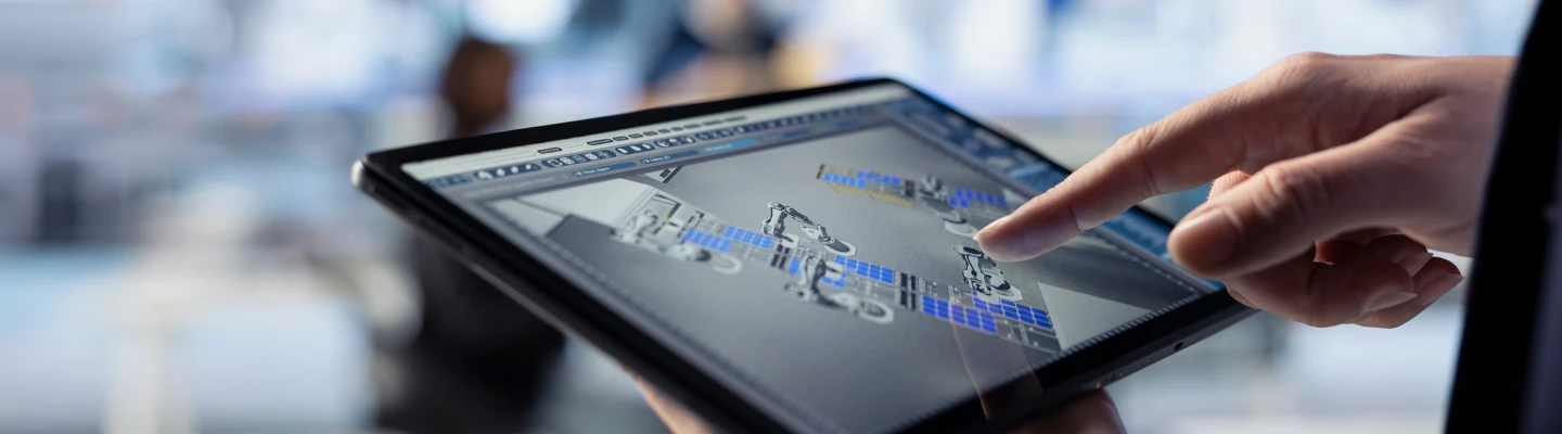 specialist uses device inspect solar plant machinery closeup